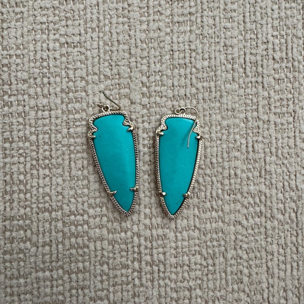 Kendra Scott Teal and Gold-trim Statement Earrings